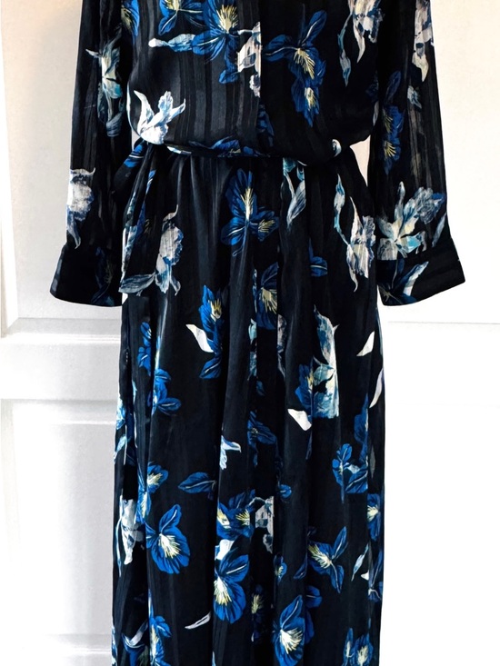 Banana Republic Dresses & Skirts - Banana Republic Black Maxi Dress with Blue & White Floral Print
